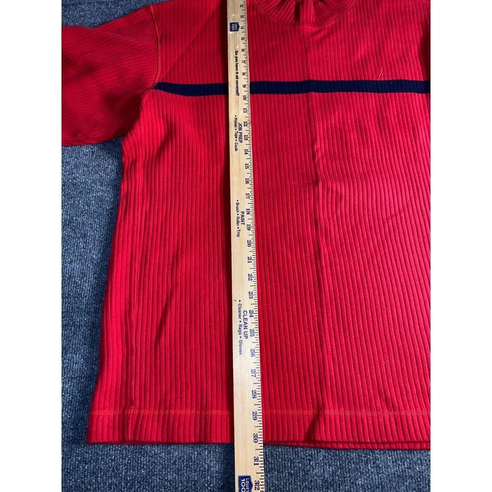 Nautica Sweater Mens 2XL Red Ribbed Solid Long Sleeve Mock Neck Embroidered Logo